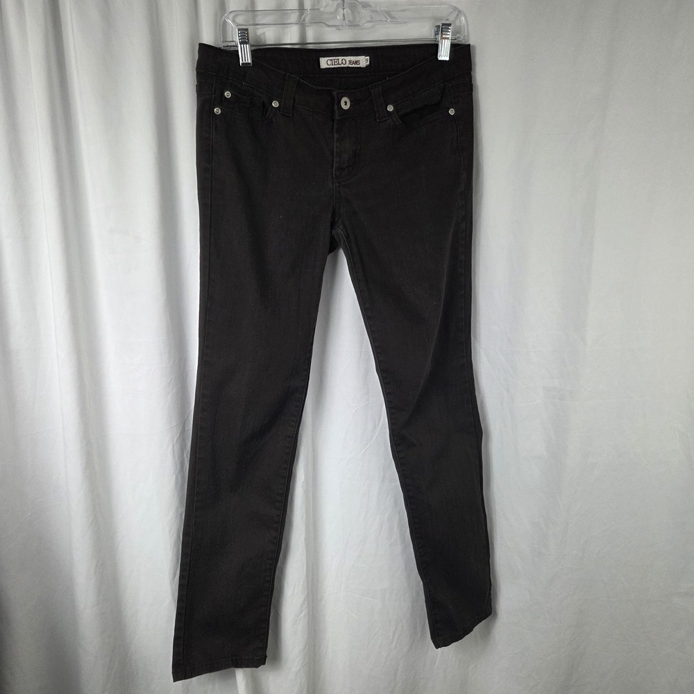 Cielo Jeans Jeans Juniors 9 Brown Dark Wash Mid Rise Slim Straight Stretch Denim